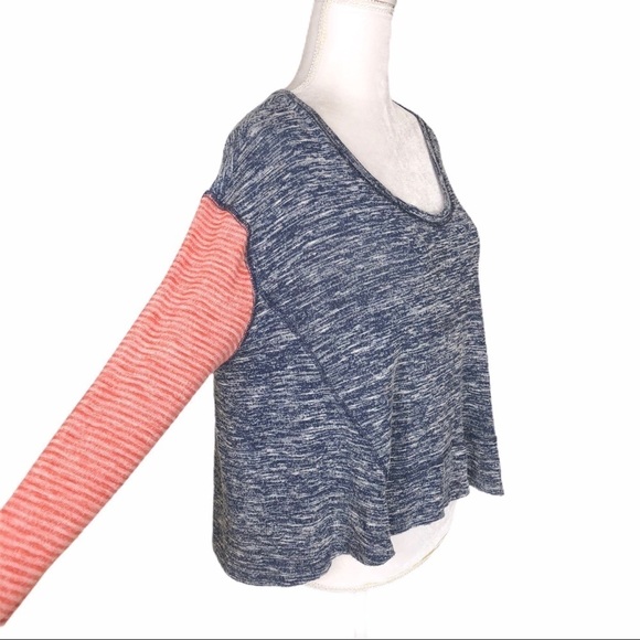 Free People We The Free blue top tee red stripe long sleeves small - Picture 11 of 12
